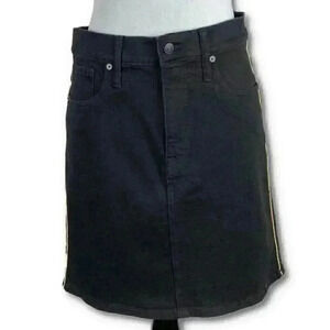 Madewell womens pencil skirt size 27 black jean denim gold striped style ko513